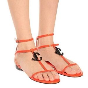 🔥Jimmy Choo🔥 Alodie Flat Sandal in neon orange